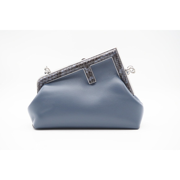 Fendi First Small Python Shoulder Bag Blue - Picture 2 of 10